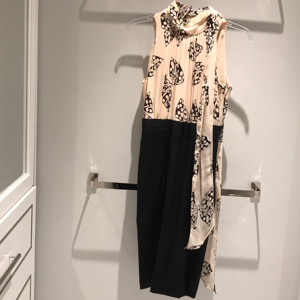 Milly Cream and Black Sleeveless Dress
